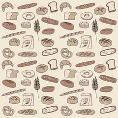 Bread bakery doodle illustration drawing background icon