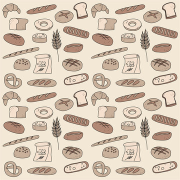 Bread bakery doodle illustration drawing background icon