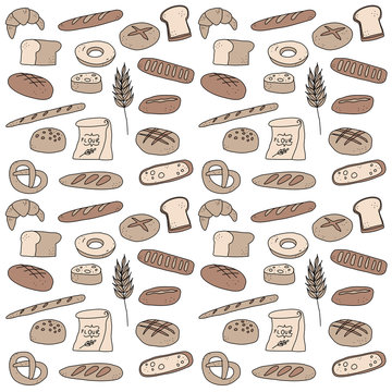 Bread bakery doodle illustration drawing background icon