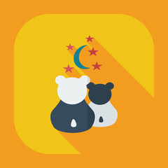 Flat modern design with shadow icons panda love