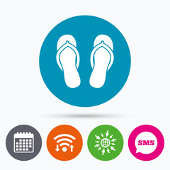 Flip-flops sign icon. Beach shoes.