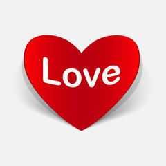 paper sticker:  Heart. Love