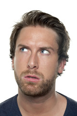 face of a man looking up