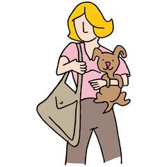 Woman holding small dog