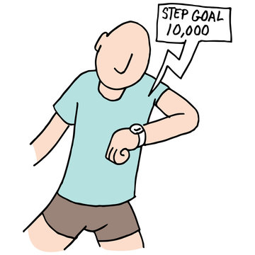 man checking watch step goal clip art preview
