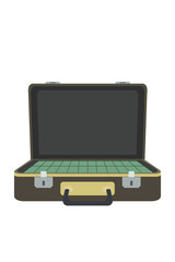 Case Full of Green Money. Vector Illustration
