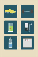 Fitness Icon Set. Vector Illustration