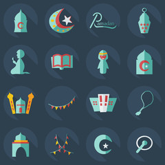 Flat concept, set modern design with shadow islam