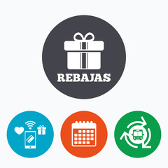 Rebajas - Discounts in Spain sign icon. Gift.