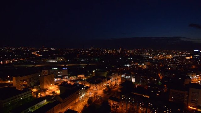 Aerial view of night city Kiev (Kyiv), Ukraine