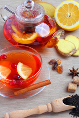 Tea Ginger Lemon Berry isolated white background
