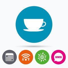 Coffee cup sign icon. Coffee button.