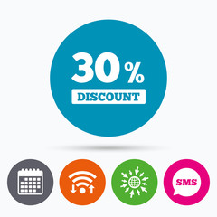 30 percent discount sign icon. Sale symbol.