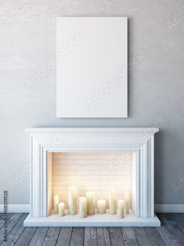 Download "Vertical poster mock up in neutral white interior with ...