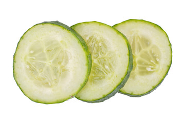 A slices of cucumber over white background
