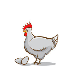 Vector hen and eggs on a white background