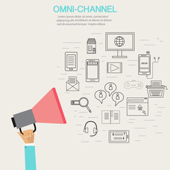 OMNI-Channel concept for digital marketing and online shopping.I