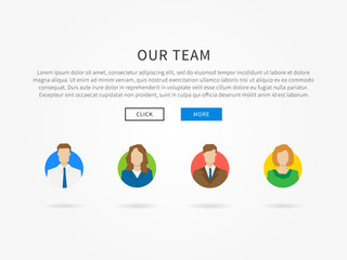 Our team webpage template with colorful avatars vector illustration. Company's team webpage template creative concept.
