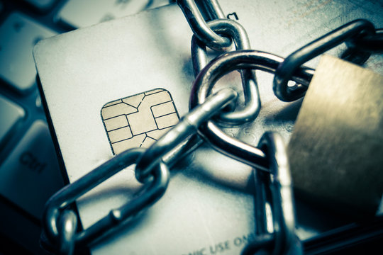chained credit cards - credit card data encryption protection concept