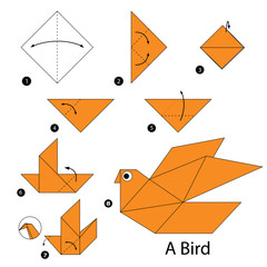 step by step instructions how to make origami A Bird.