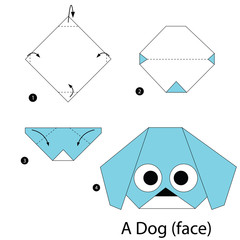step by step instructions how to make origami A Dog (face).