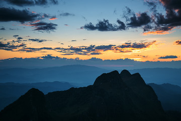 Mountain sunset sky