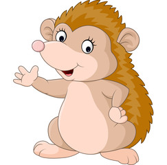 Cute hedgehog cartoon waving