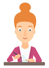 Woman using three D pen.