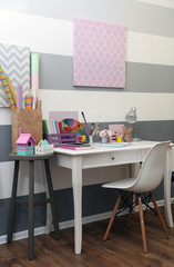 Colorful design workplace at home