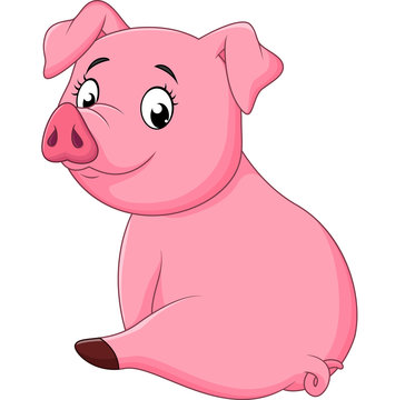 Cartoon adorable baby pig