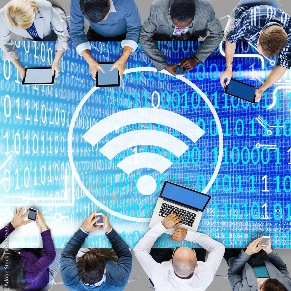 Wall mural wifi wireless signal network connection technology concept