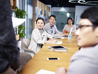 team of asian business executive meeting in office