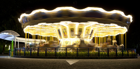 Illuminated vintage carousel