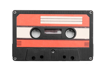 Old audio cassette, isolated on white