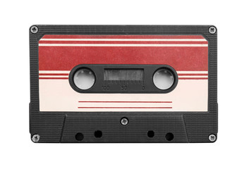 Old audio cassette, isolated on white