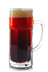 Glass of dark beer, isolated on white