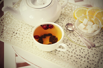 Tea set on the tray
