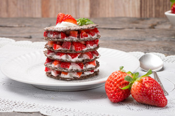 Strawberries desert with cream
