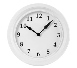 Round wall clock, isolated on white