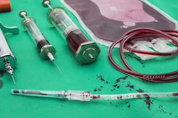 Unit of concentrate of red blood cells, Syringes of various size