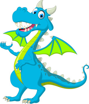 blue dragon cartoon waving