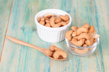fresh cashew nuts in a bowl