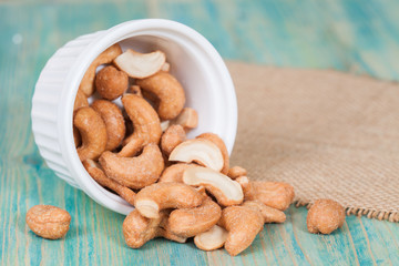 fresh cashew nuts in a bowl