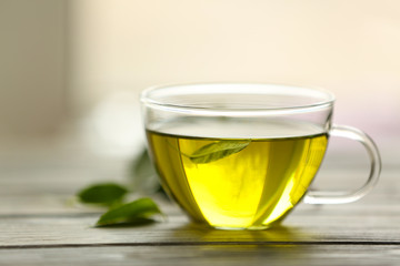 Cup of tea on wooden table