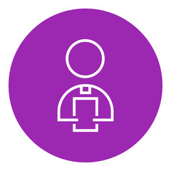 Man holding digital tablet line icon.