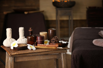 Spa massage setting, close up