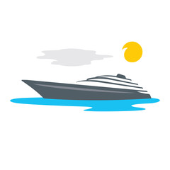 Vector Yacht Cartoon Illustration.