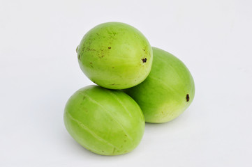 three young watermelon on a white background thai vegetable tangmo-on 2