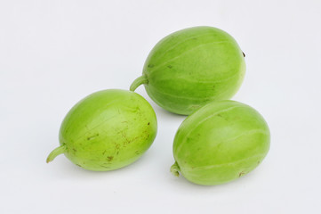 three young watermelon on a white background thai vegetable tangmo-on 6