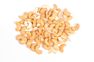 cashew nuts on white background